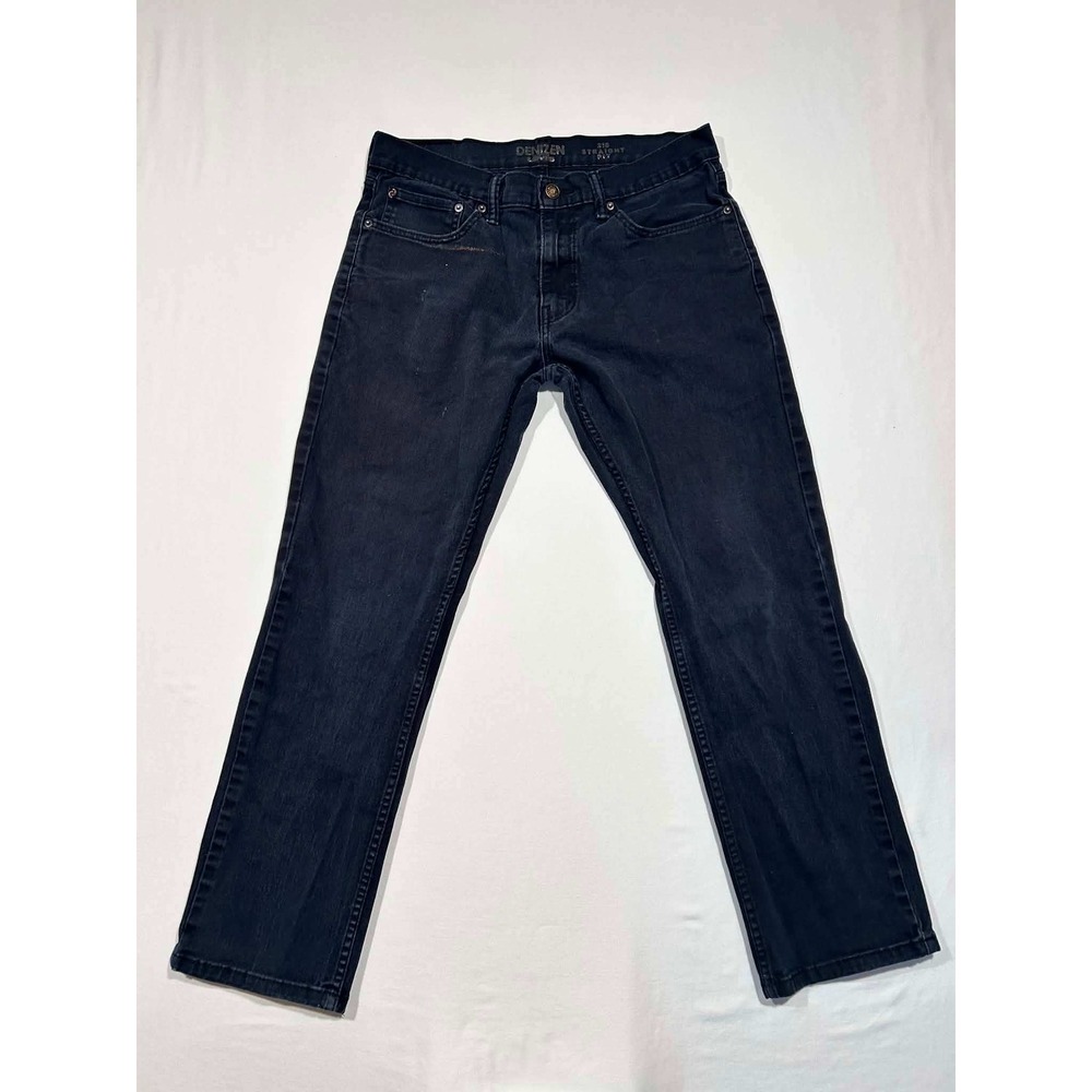 Denizen from Levis 218 Straight Fit Mens Jeans Black 32x30‎ Dark Wash Denim